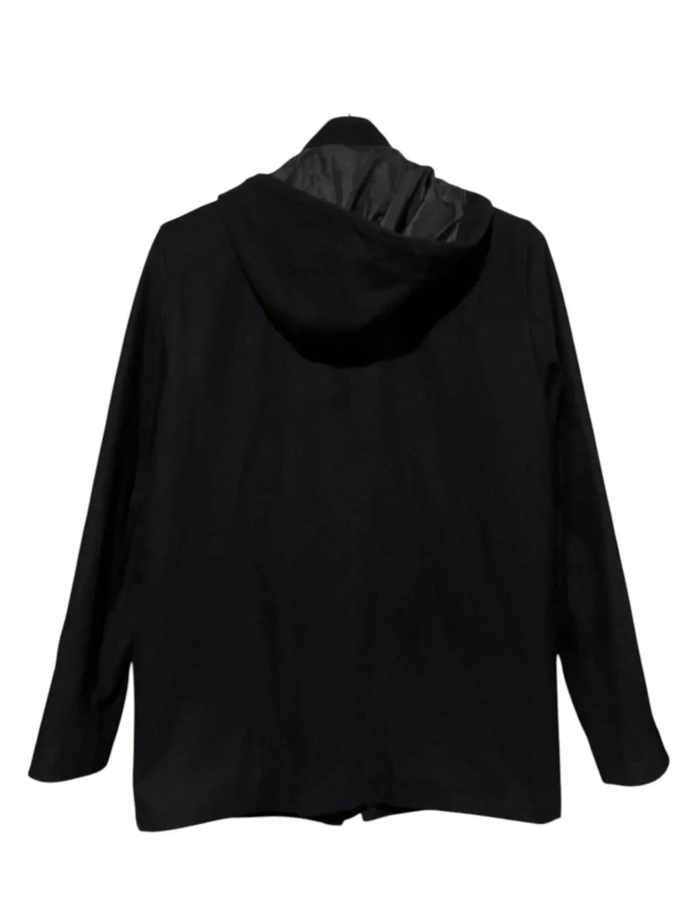 Mens Wool Blend Jacket M Removable Hood Recycled Wool Minimalist Outdoor Hiking
